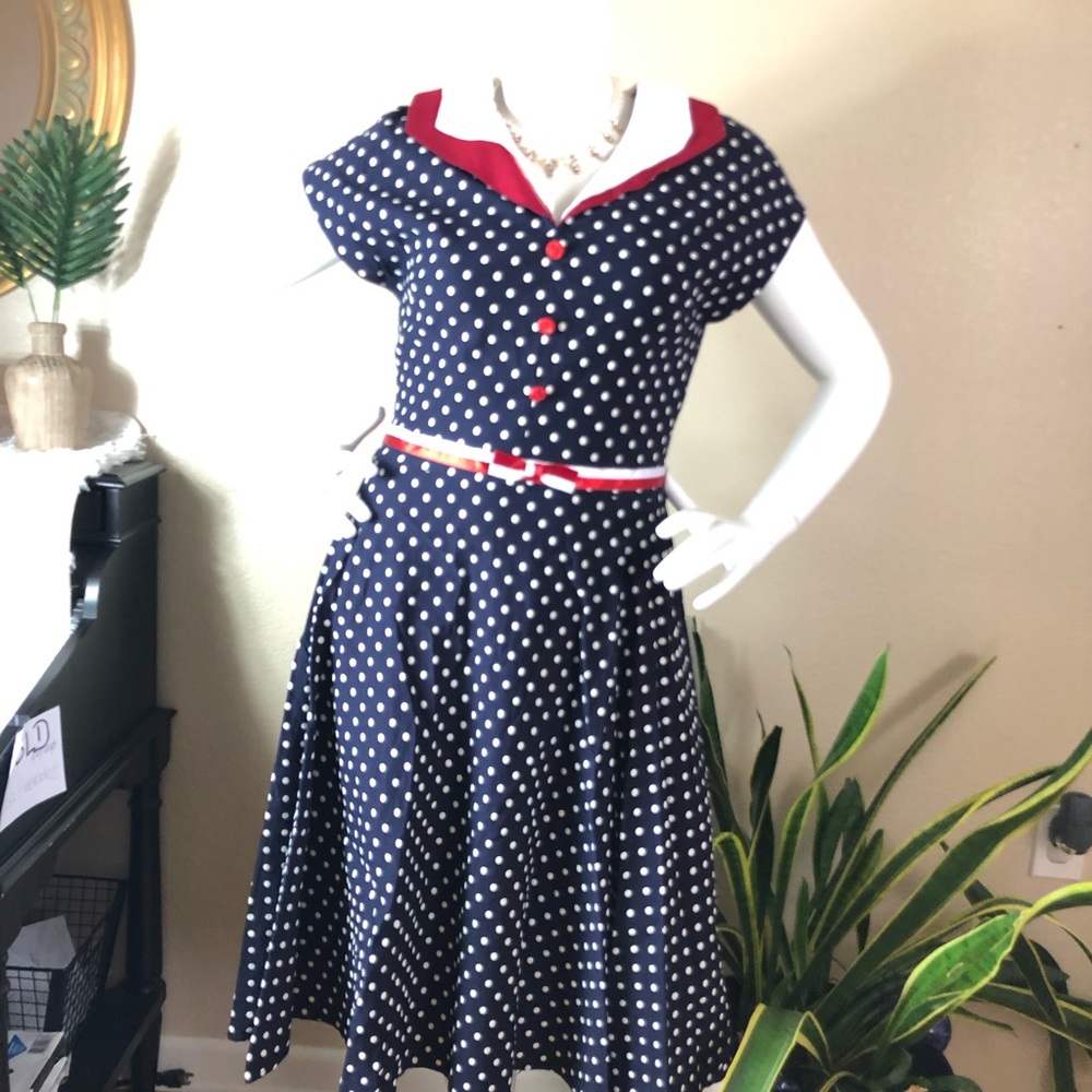 Stop Staring || Vintage Polka dot Swing Dress